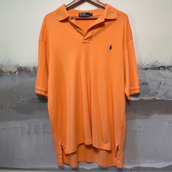 Vtg POLO‎ RALPH LAUREN Golf Polo Mens Size LT Pony Logo Peach Embroidered Cotton - Picture 1 of 13